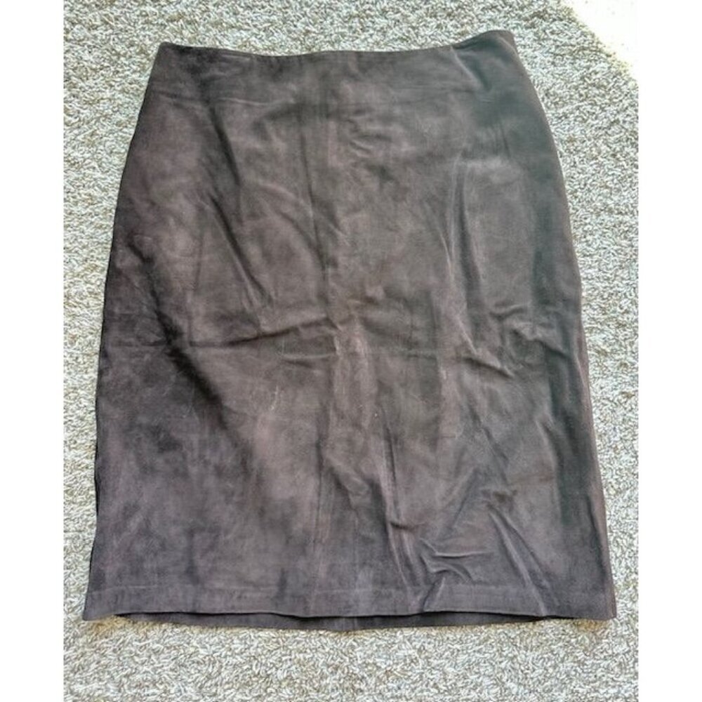 Gap Women Brown Genuine Leather Dark Academia -Western Pencil Skirt Zip Size 10
